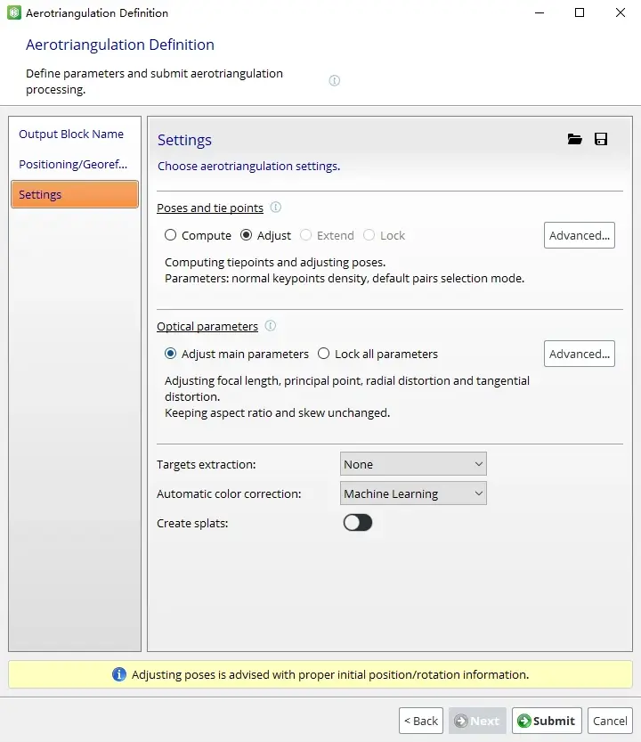 aerotriangulation-settings